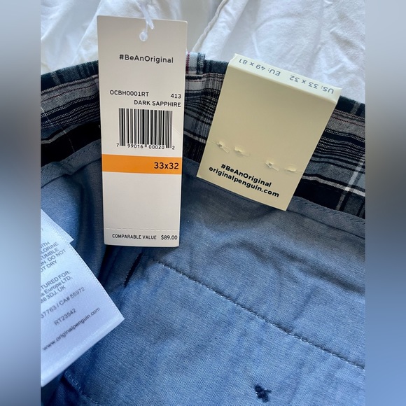 🐧New With Tags Original Penguin Slim Fit Plaid Pants Size 33/32🐧 - Picture 3 of 7